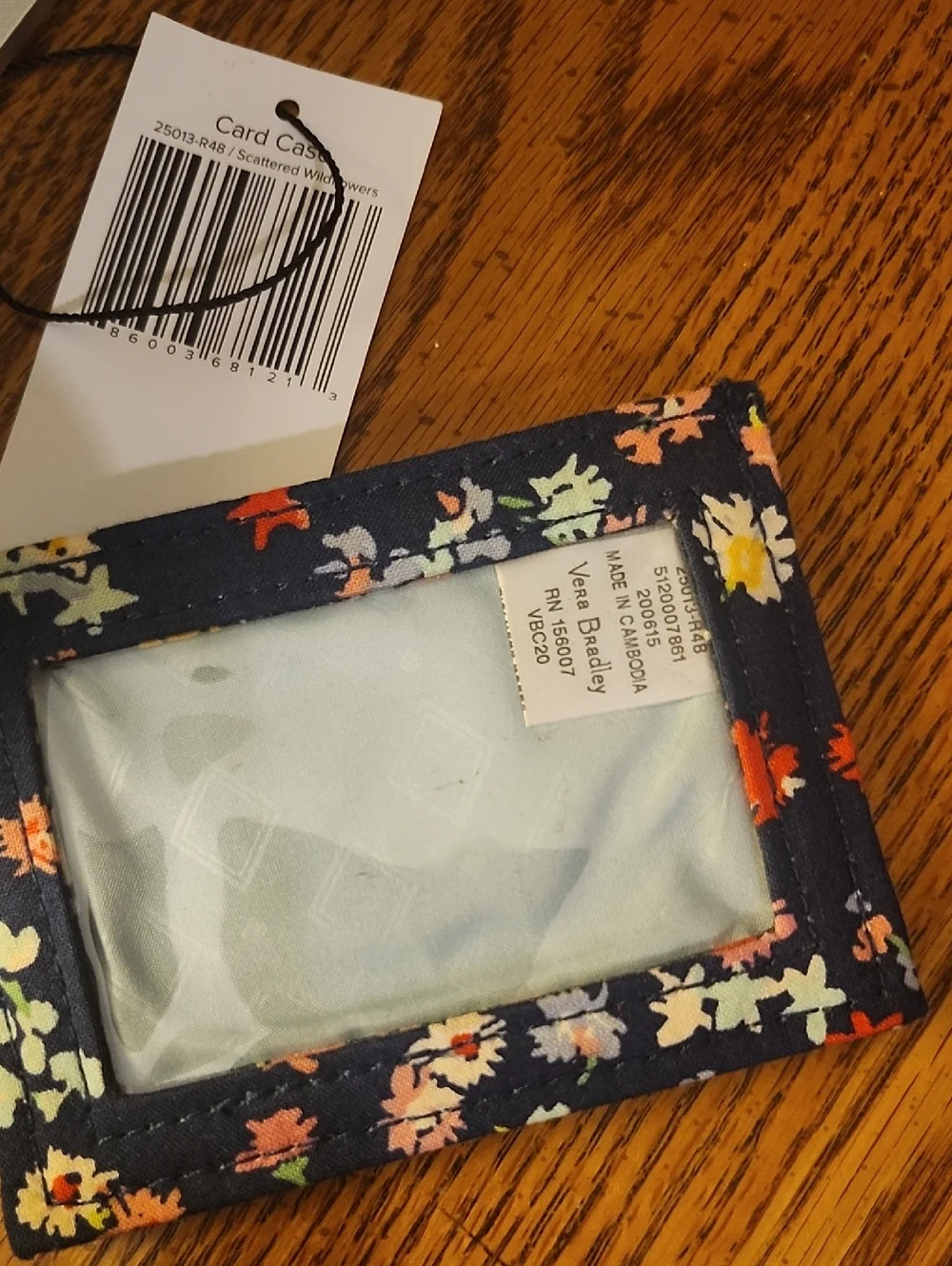 Vera Bradley Quilted Floral Card Case - Navy Floral - Picture 2 of 3